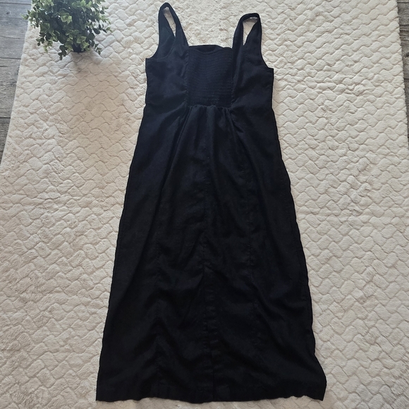 Old Navy Black Linen-Blend Squareneck Midi-Dress, Size Medium - Picture 5 of 7